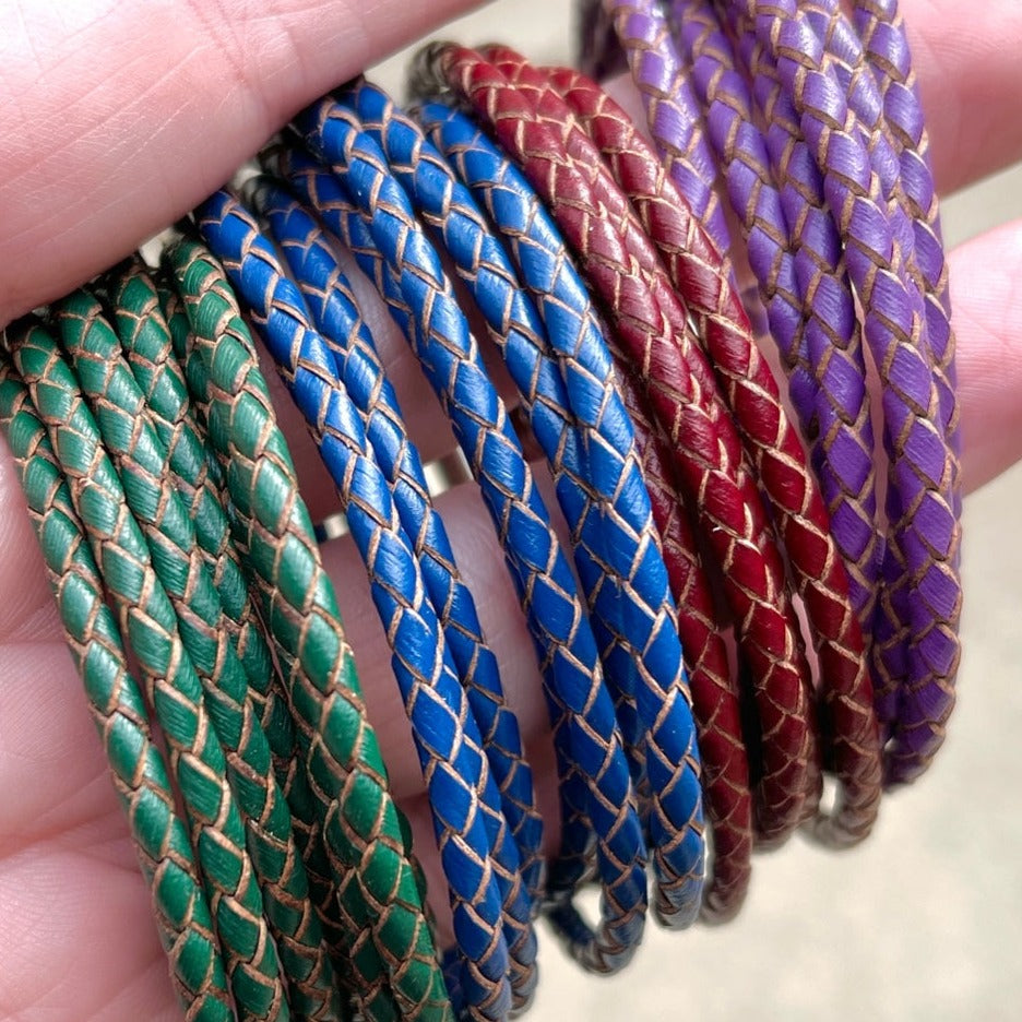 3mm Braided Leather Bracelets | 4 More Colors | Magnetic Closure | Unisex Bolo Grape Purple
